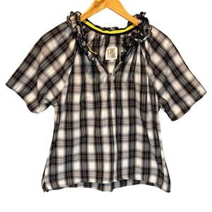 A Shirt Thing Margot Plaid Short Sleeve Top - size Small